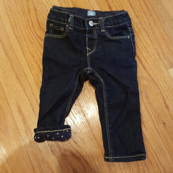 EUC Girl's GAP 6-12mo Polka Dot Lined Jeans - Picture 1 of 4